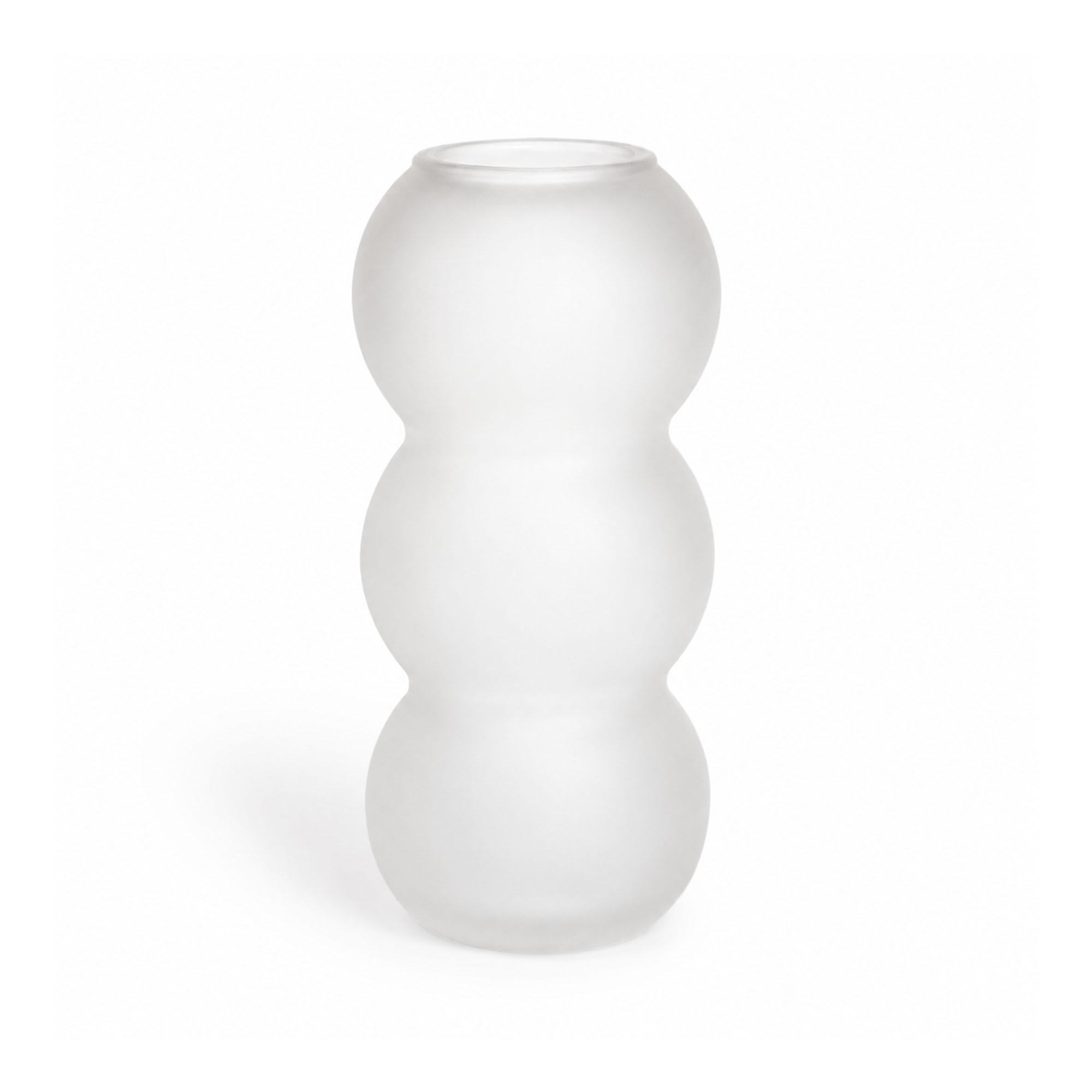 Vintage Frosted White Glass Vessel Set of Five, 1980s Modernist Design — image 8