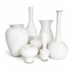 Vintage American White Glass Vase Collection, Set of 7
