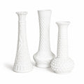 Vintage Milk Glass Bud Vases Set of Three, Mid-20th Century, USA