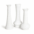 Vintage Milk Glass Bud Vases Set of Three, Mid-20th Century, USA