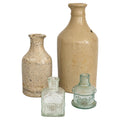 Antique British Ink Pot Set, Stoneware and Glass, Circa 1890, 4 Pieces