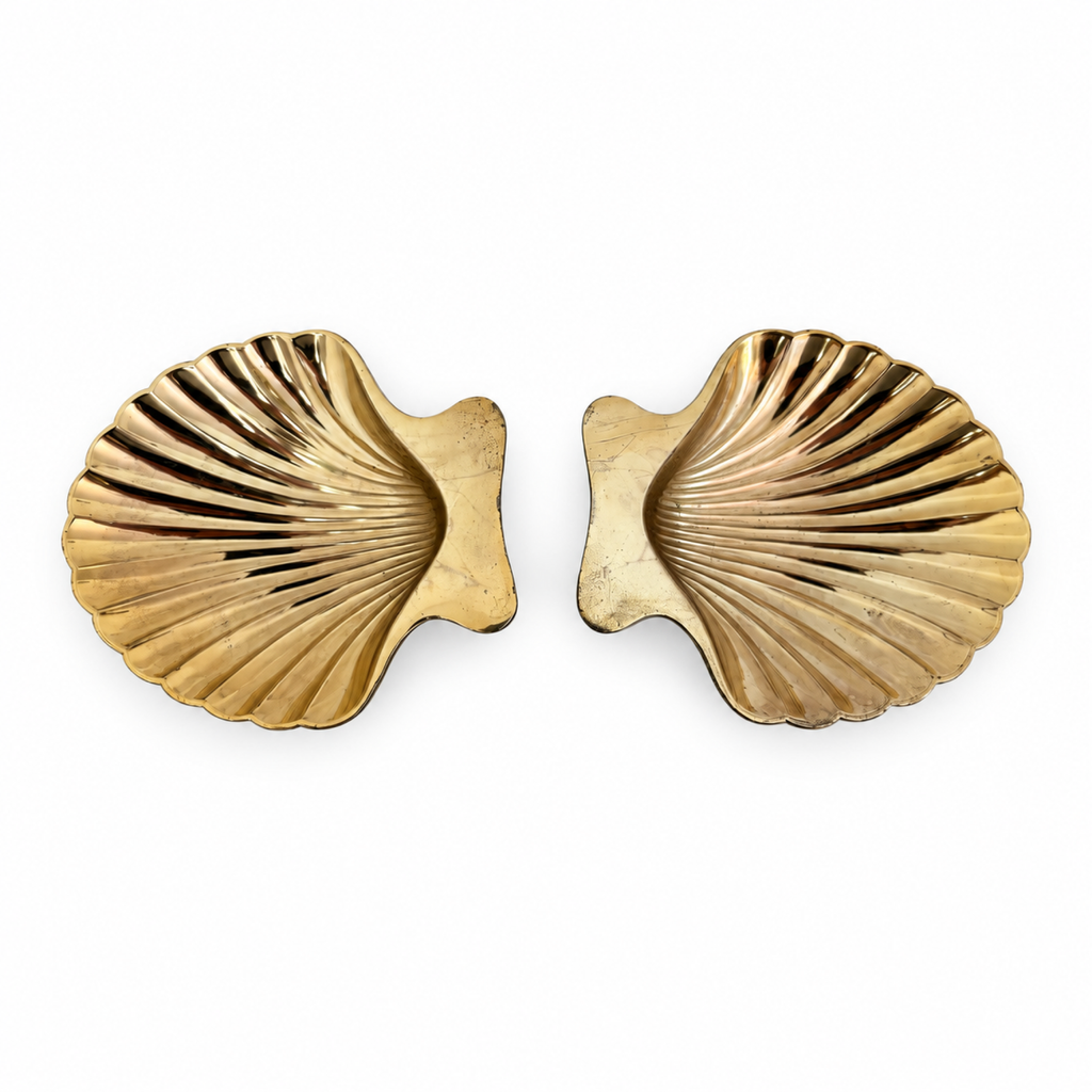 Antique Scallop Shell Salt Cellars in Silver & Gold, 1920 Tableware
