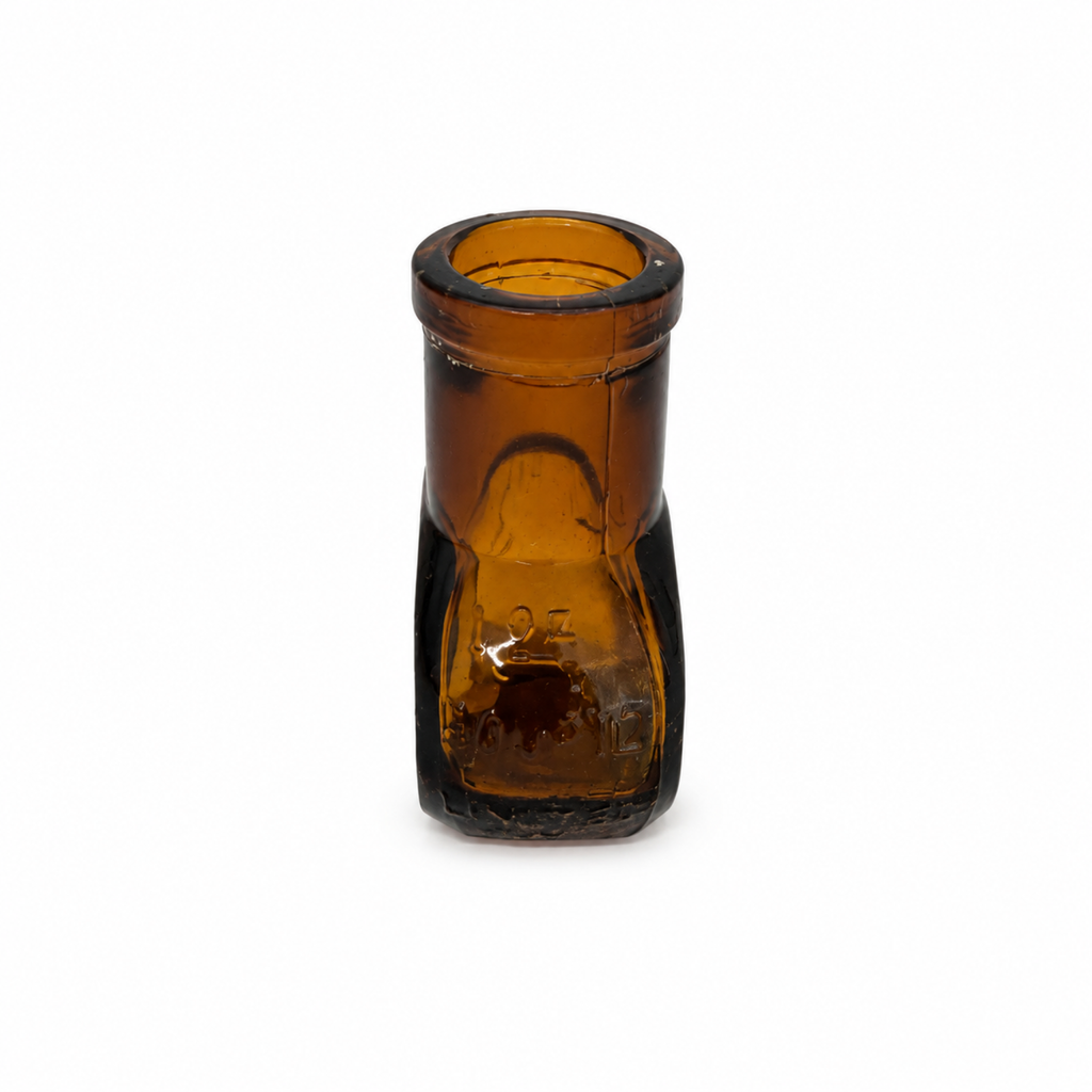 Collection of 8 Antique Bovril Amber Glass Bottles
