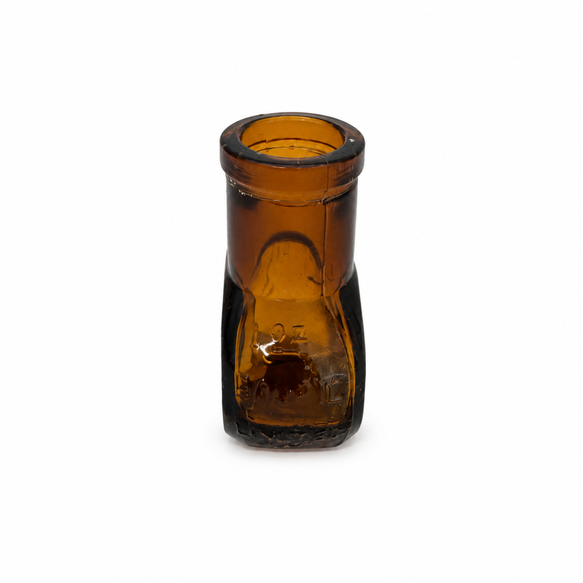 Collection of 8 Antique Bovril Amber Glass Bottles