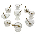 Vintage Glass Open Salt Cellars Set with Italian Brass Spoons
