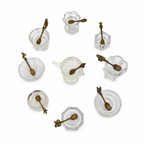 Vintage Glass Open Salt Cellars Set with Italian Brass Spoons