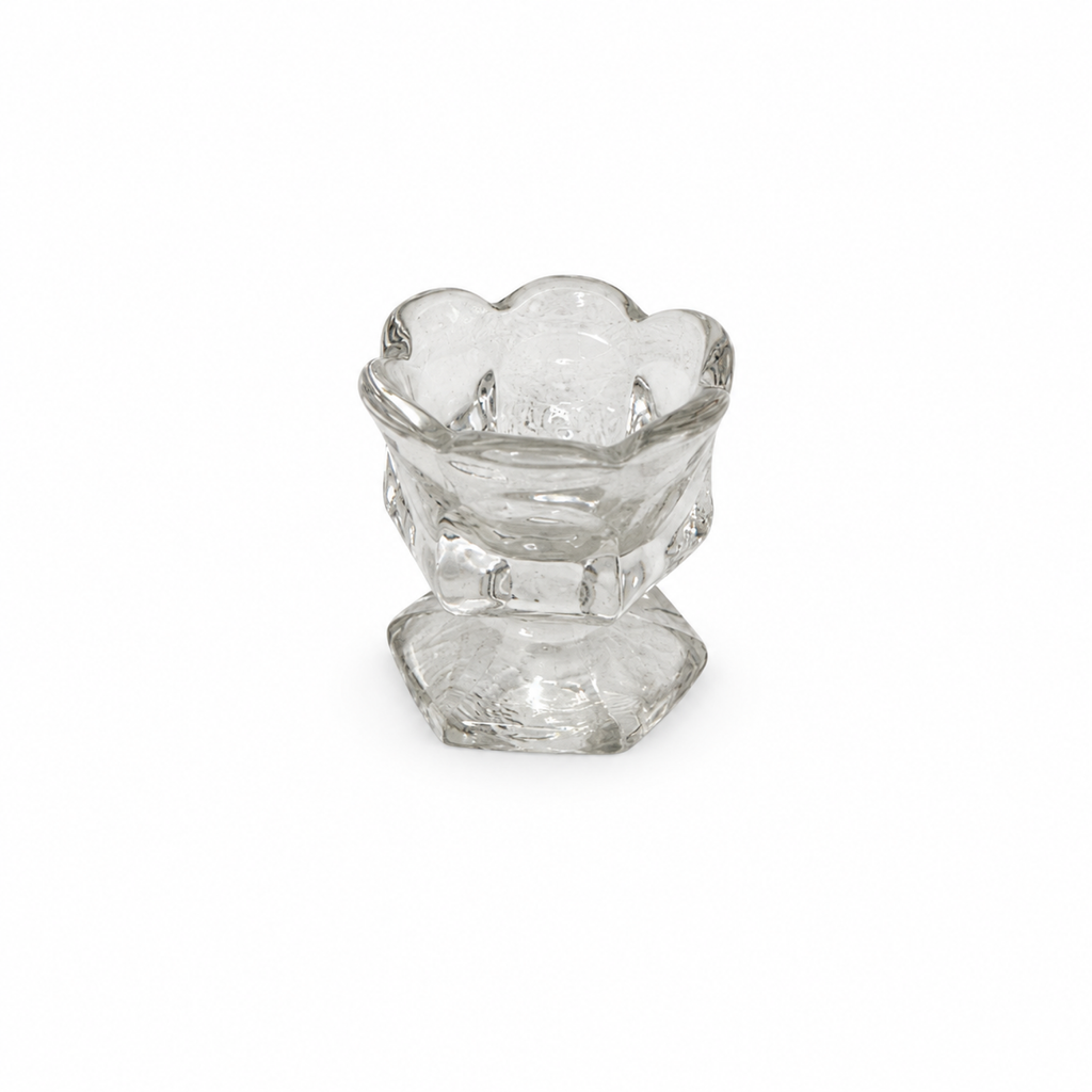 Vintage Glass Open Salt Cellars Set with Italian Brass Spoons