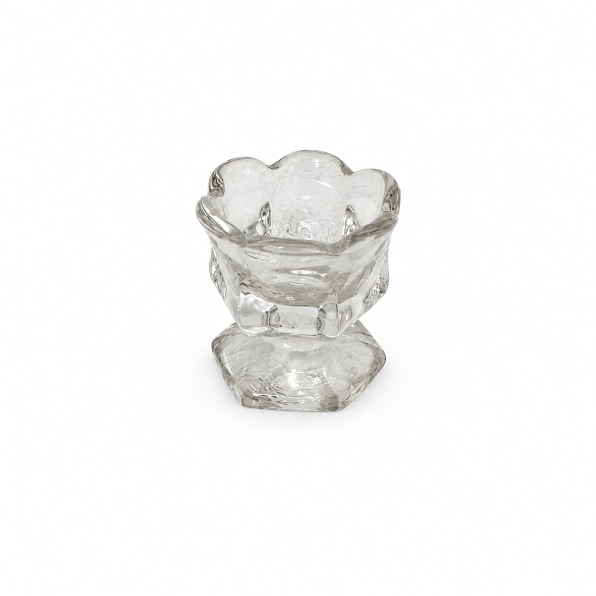 Vintage Glass Open Salt Cellars Set with Italian Brass Spoons
