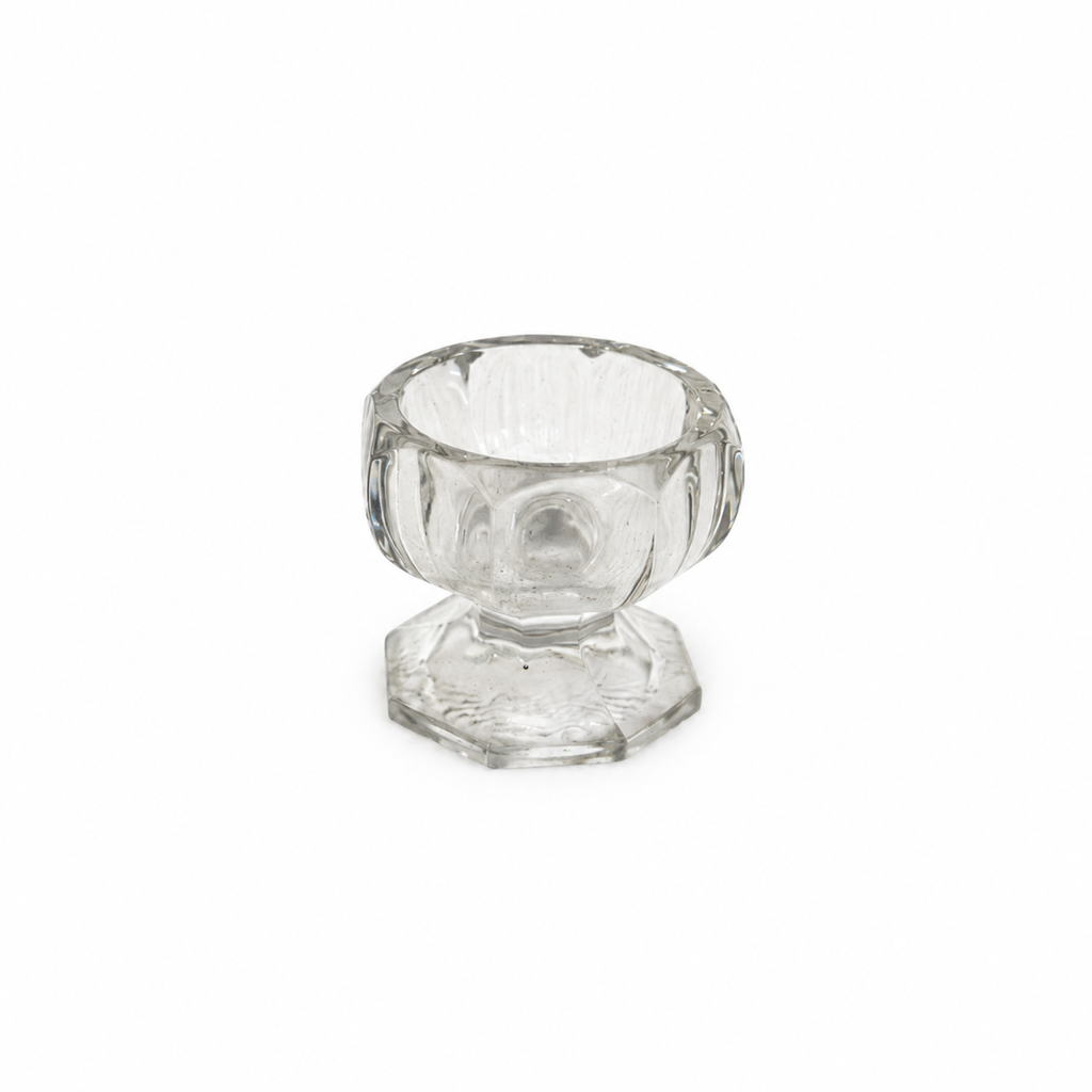 Vintage Glass Open Salt Cellars Set with Italian Brass Spoons