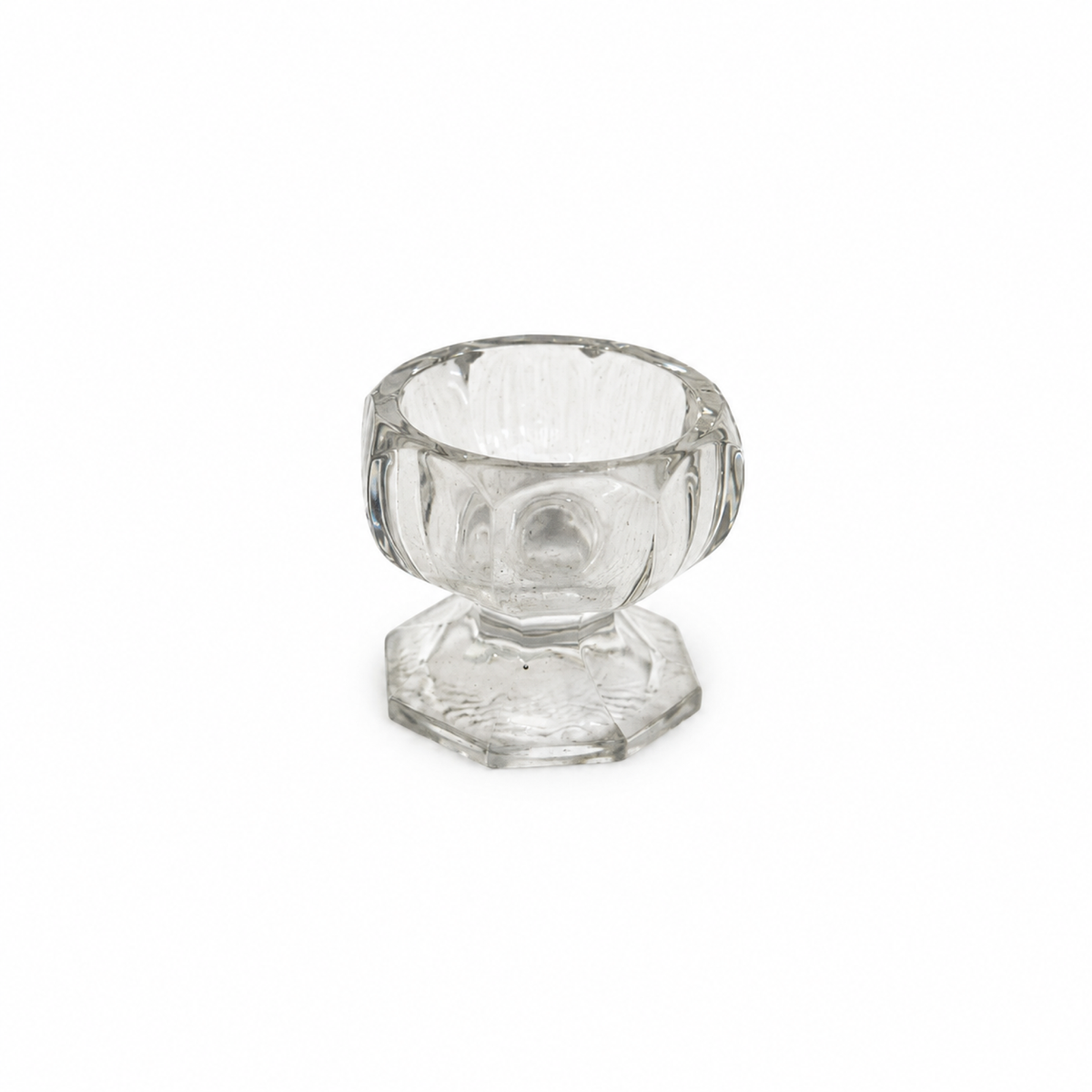 Vintage Glass Open Salt Cellars Set with Italian Brass Spoons