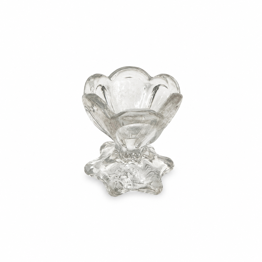 Vintage Glass Open Salt Cellars Set with Italian Brass Spoons