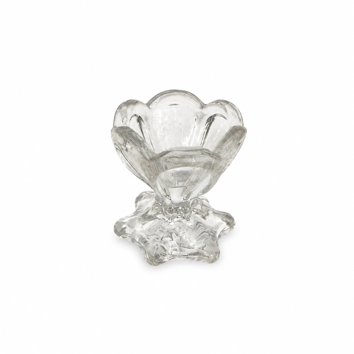 Vintage Glass Open Salt Cellars Set with Italian Brass Spoons