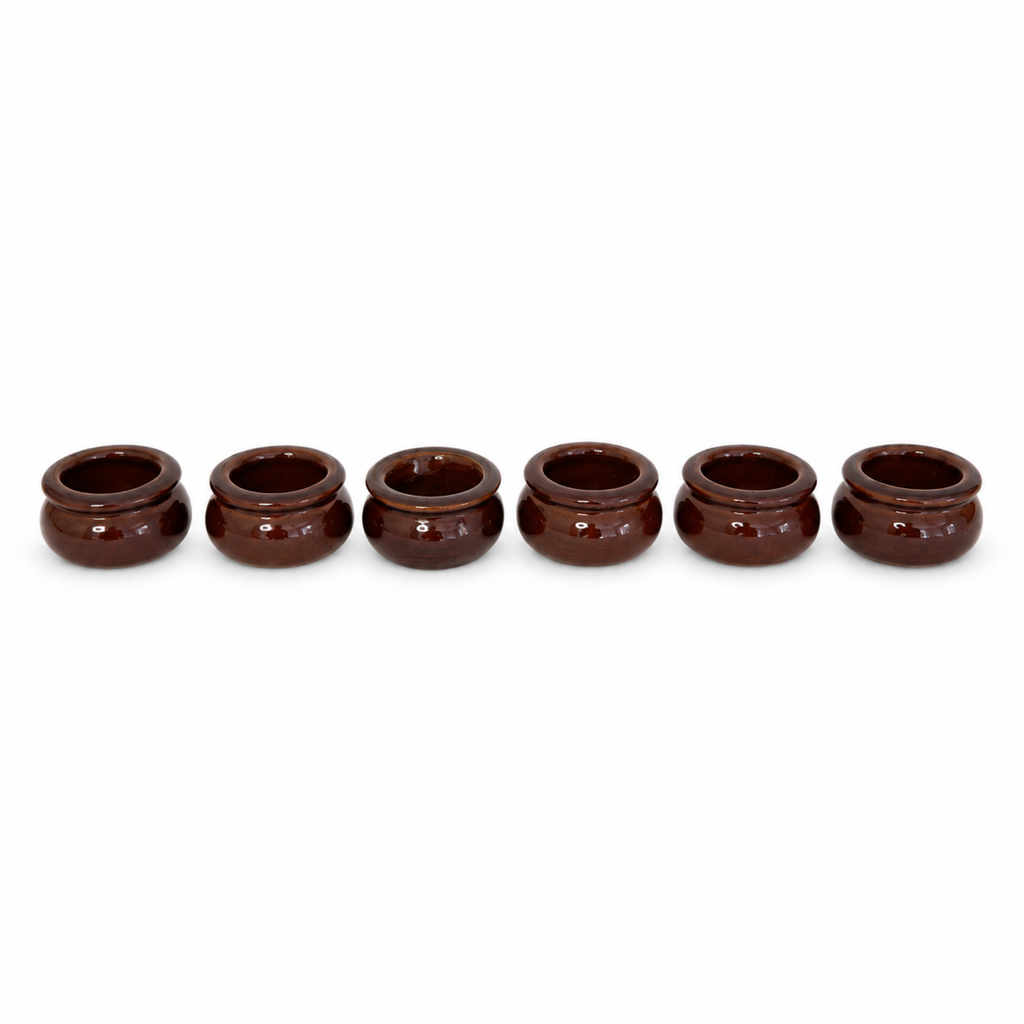 Set of Six Vintage English Stoneware Butter Pots by Pearson’s