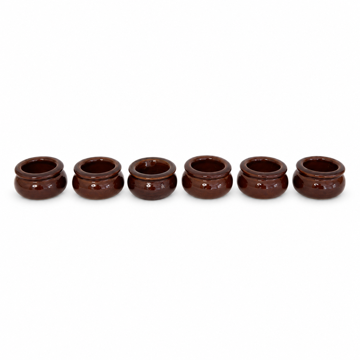Set of Six Vintage English Stoneware Butter Pots by Pearson’s