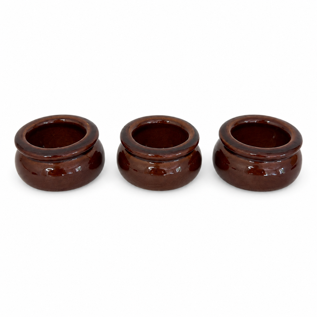 Set of Six Vintage English Stoneware Butter Pots by Pearson’s