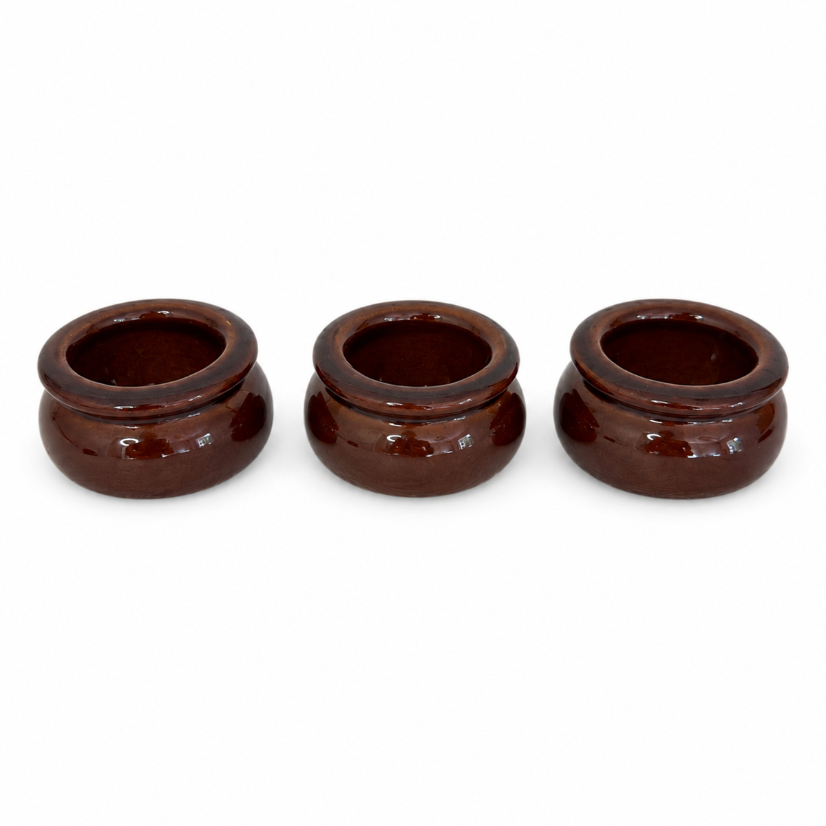 Set of Six Vintage English Stoneware Butter Pots by Pearson’s