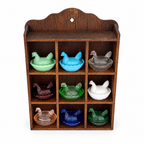 Collection of Nine Vintage Hen on Nest Glass Salt Cellars with Display