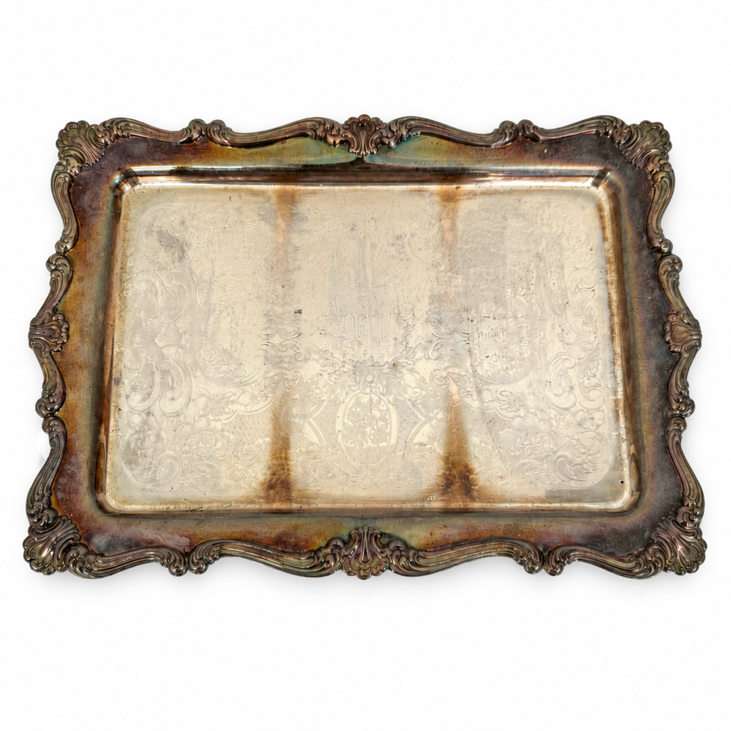 Vintage Silver-Plated Relish Tray with Three Glass Dishes, 1930s