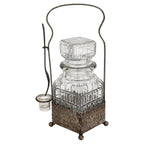 Antique Glass Pickle Castor with Silver-Plated Stand and Fork