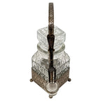 Antique Glass Pickle Castor with Silver-Plated Stand and Fork