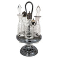 Victorian Five-Piece Cut Crystal Cruet Set with Silver-Plated Stand
