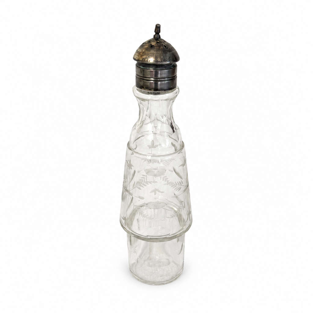 Victorian Five-Piece Cut Crystal Cruet Set with Silver-Plated Stand
