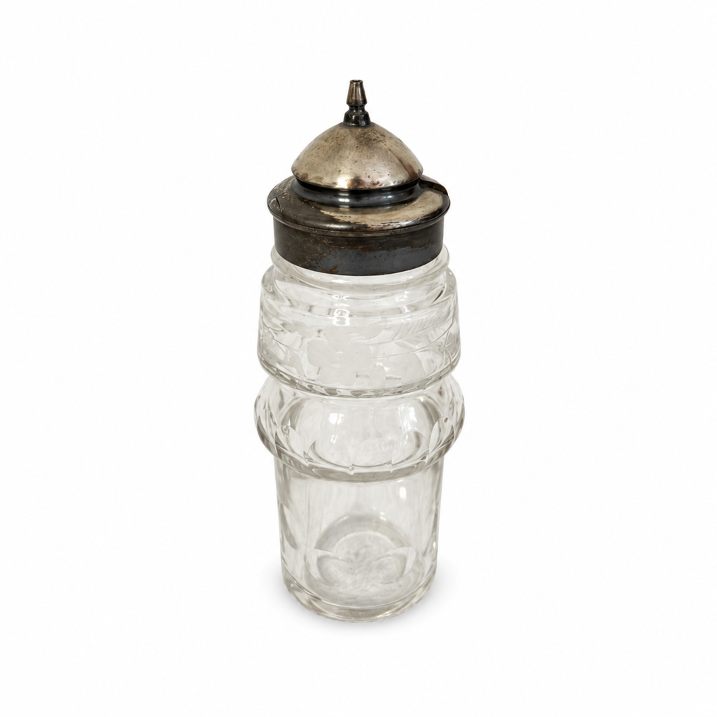 Victorian Five-Piece Cut Crystal Cruet Set with Silver-Plated Stand