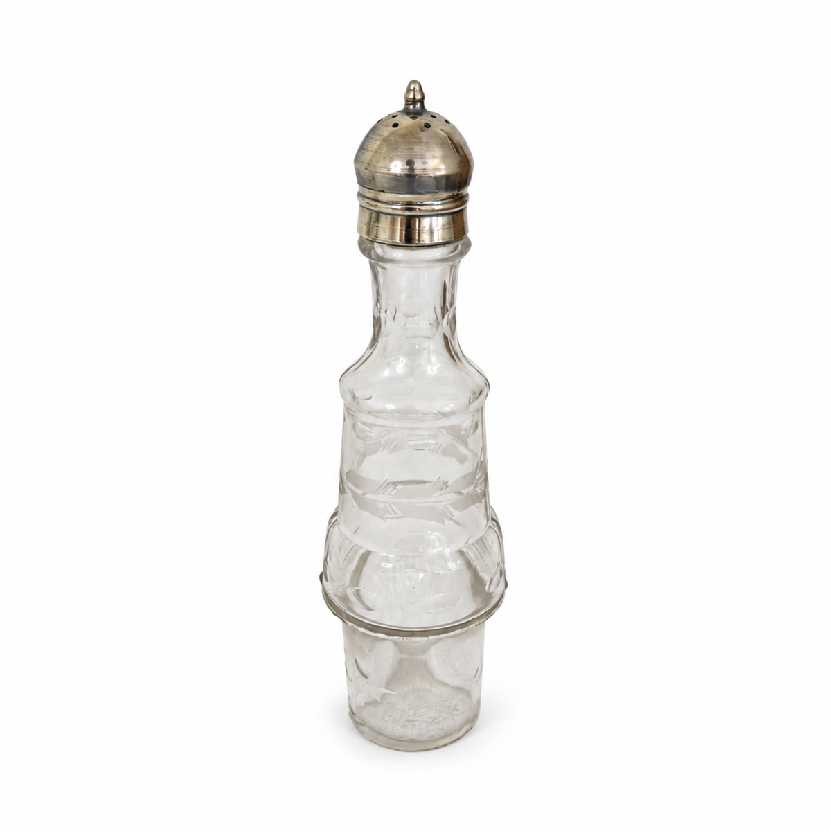 Antique Victorian Cruet Set, Silver-Plated, Etched Glass, Circa 1895