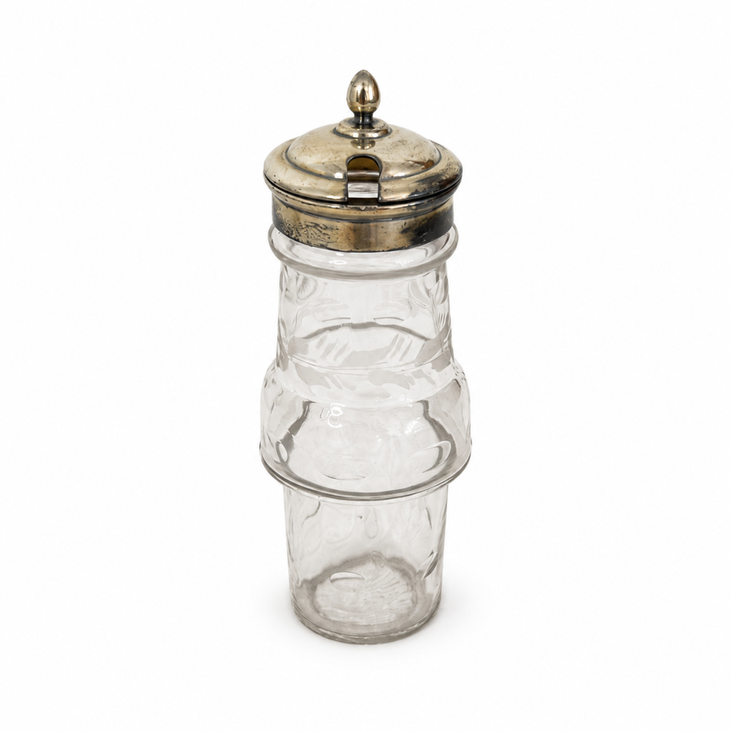 Antique Victorian Cruet Set, Silver-Plated, Etched Glass, Circa 1895