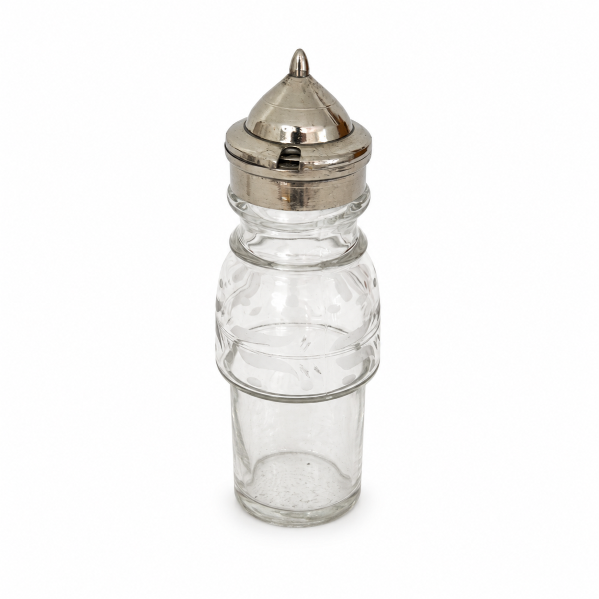 Antique Victorian Cruet Set, Silver-Plated, Etched Glass, Circa 1895