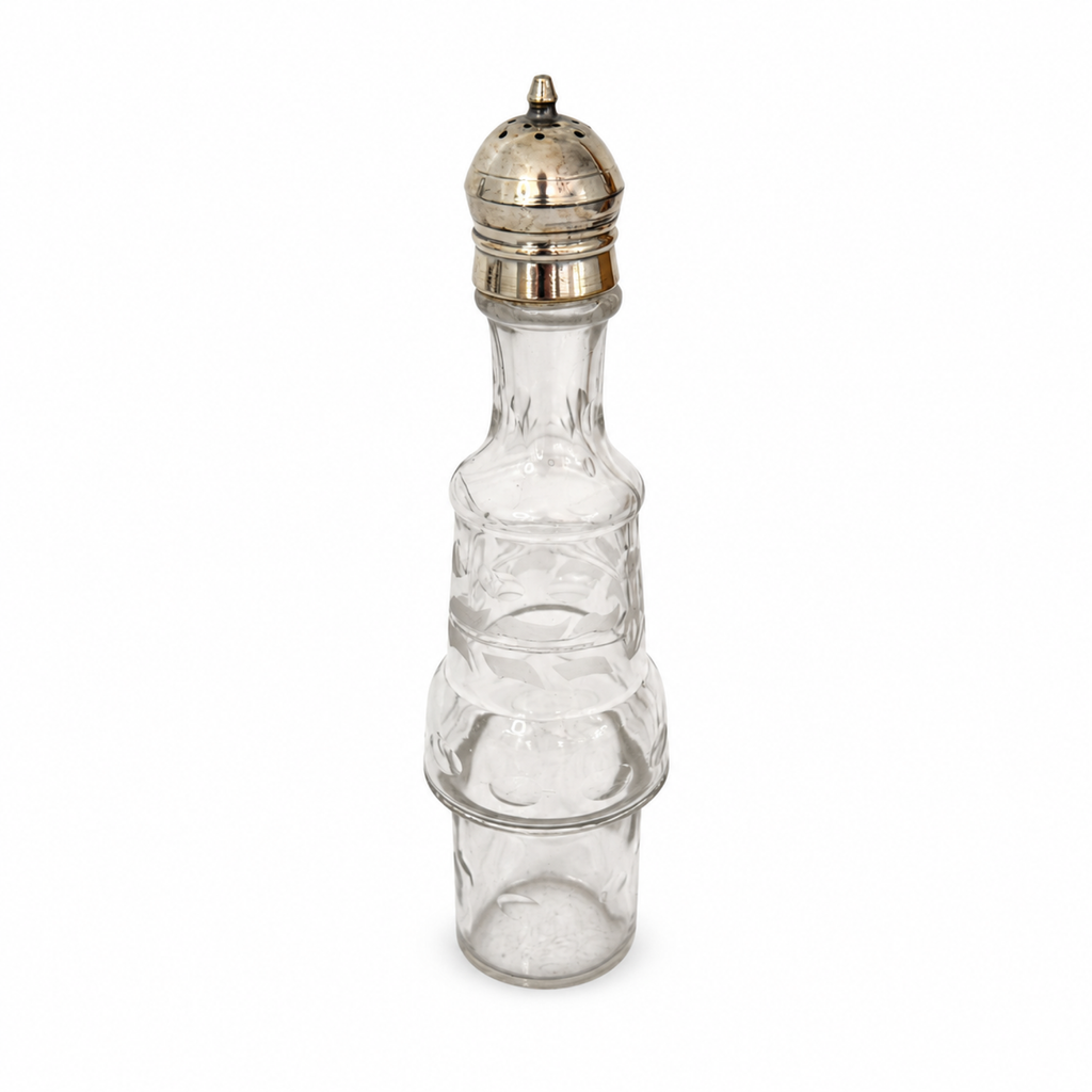 Antique Victorian Cruet Set, Silver-Plated, Etched Glass, Circa 1895