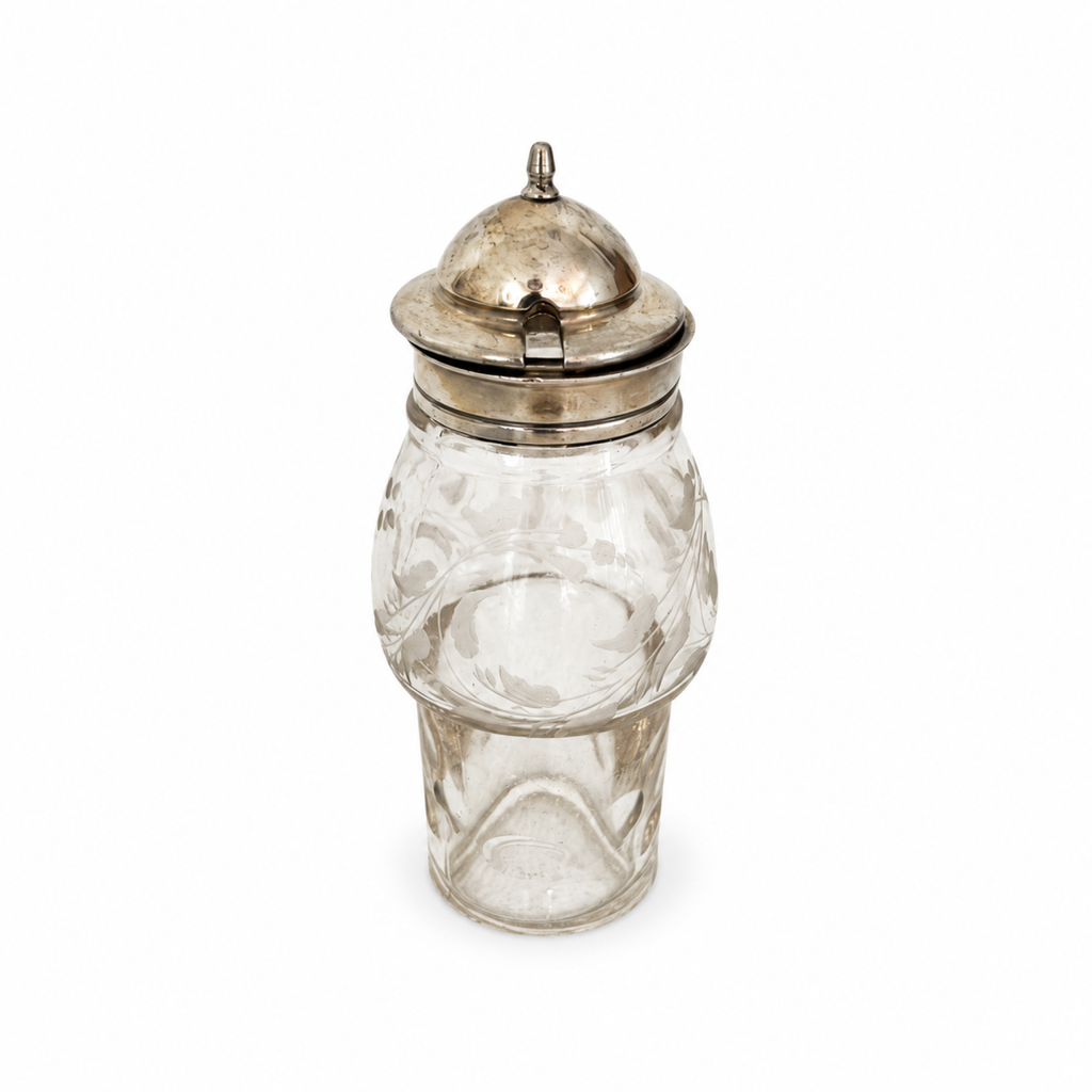Antique Victorian Cruet Set, Silver-Plated, Etched Glass, Circa 1895