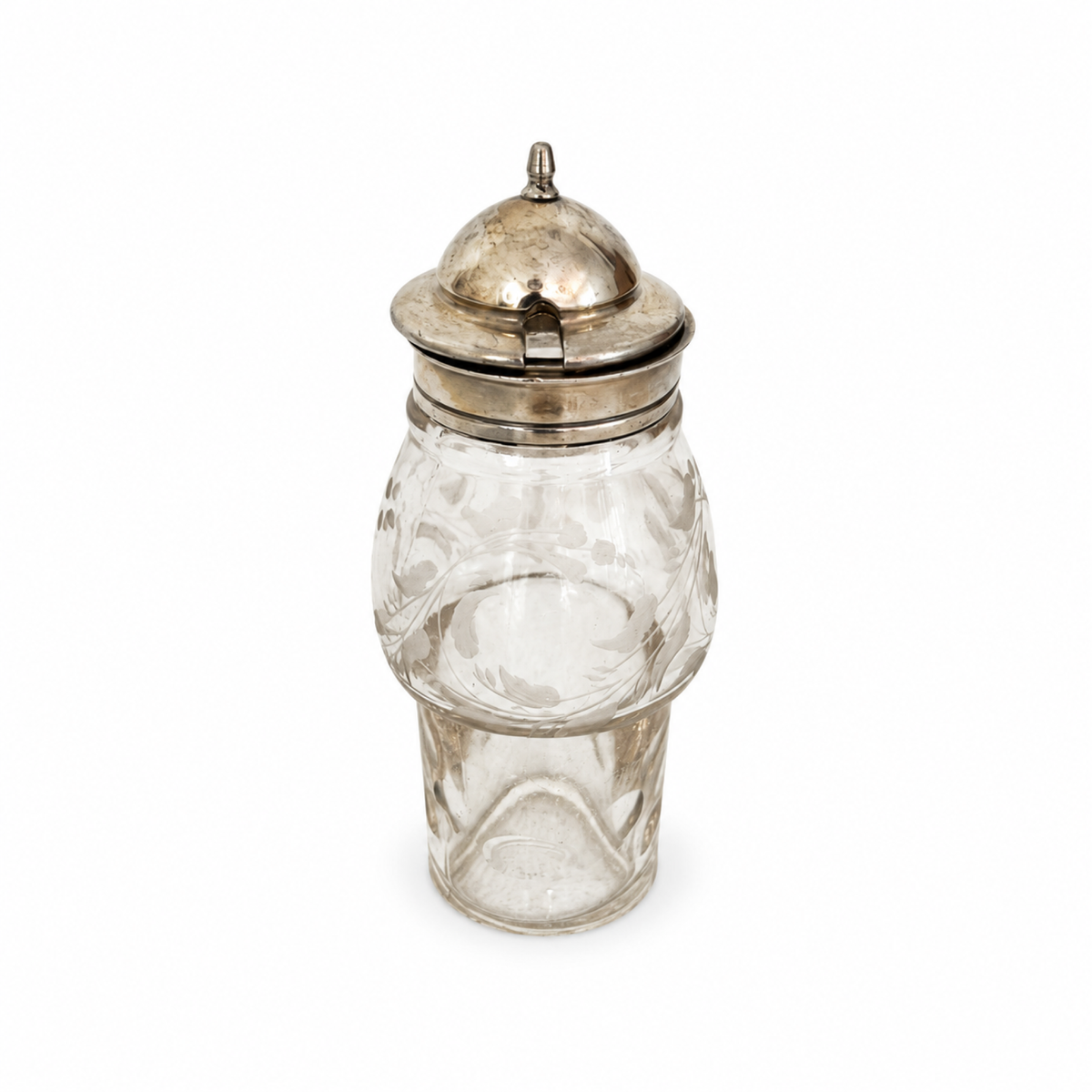 Antique Victorian Cruet Set, Silver-Plated, Etched Glass, Circa 1895