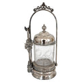 Victorian Pickle Castor, Silver-Plated Metal & Glass, 1890, Tongs