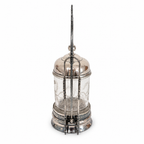 Victorian Pickle Castor, Silver-Plated Metal & Glass, 1890, Tongs