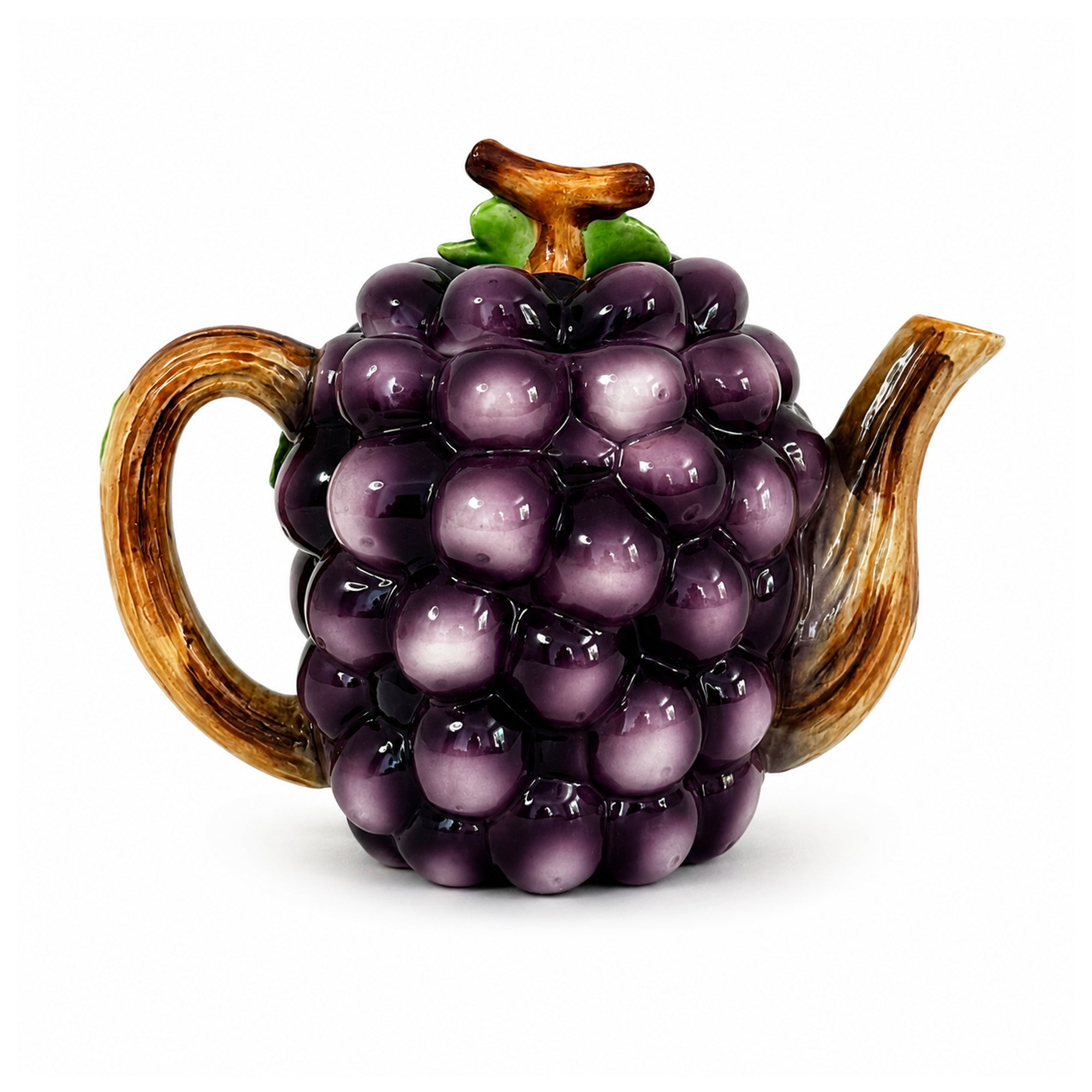 Vintage Lefton Majolica Style Grape Tea Service, Teapot, Creamer and Covered Sugar Bowl