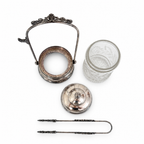 Victorian Pickle Castor, Silver-Plated Metal & Glass, 1890, Tongs