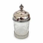 Victorian Pickle Castor, Silver-Plated Metal & Glass, 1890, Tongs