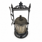 Antique Victorian Pickle Castor, Etched Glass with Dog Finial, 1890