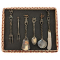 Vintage Florentine Six-Piece Serving Set, Figural Handles, Italy, 1950