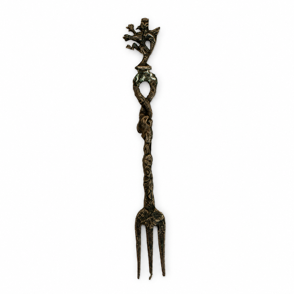 Vintage Florentine Six-Piece Serving Set, Figural Handles, Italy, 1950