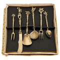 Vintage Florentine Six-Piece Serving Set with Figural Handles, Italy