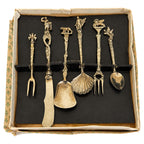 Vintage Florentine Six-Piece Serving Set with Figural Handles, Italy