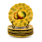 Antique Set of Six French Sarreguemines Majolica Fruit Plates, Circa 1890–1910