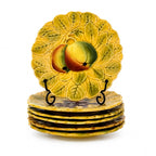 Set of Six Antique French Sarreguemines Majolica Fruit Plates, 1890 — image 3