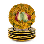 Set of Six Antique French Sarreguemines Majolica Fruit Plates, 1890 — image 6