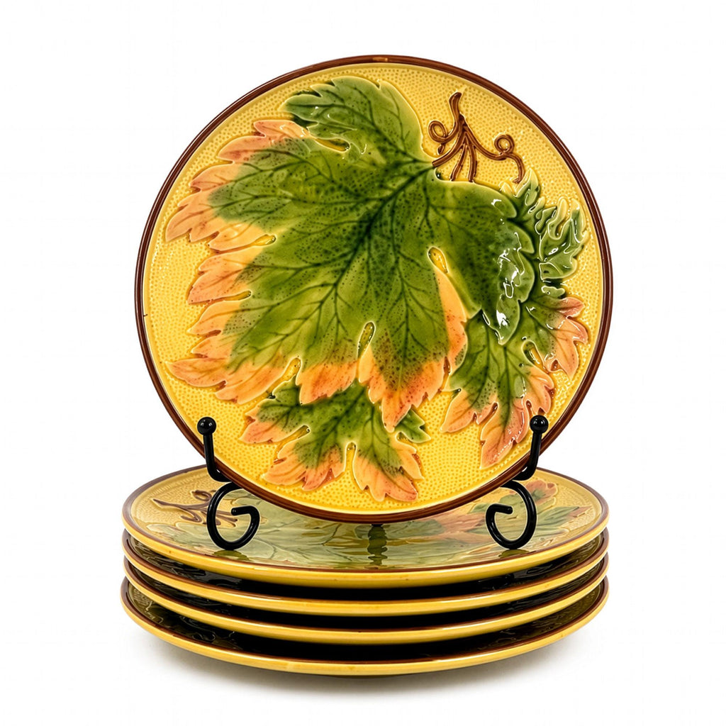 Antique German Majolica Grape Leaf Dessert Service, Six Pieces, Circa 1900 — image 3