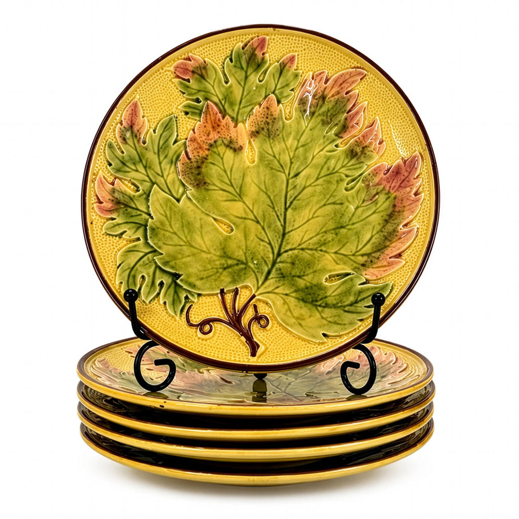 Antique German Majolica Grape Leaf Dessert Service, Six Pieces, Circa 1900 — image 7