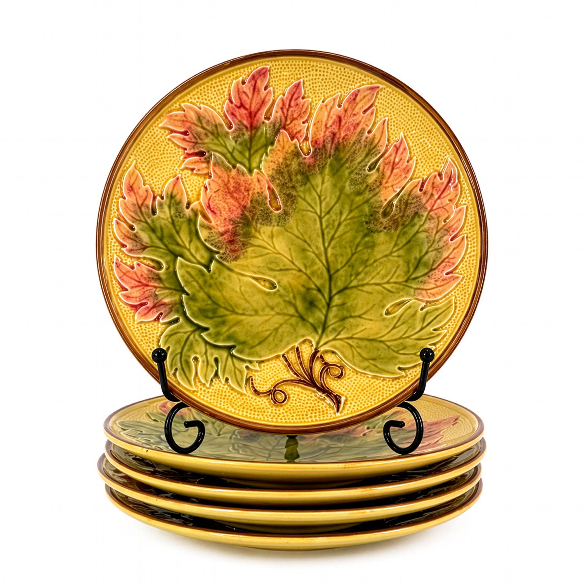 Antique German Majolica Grape Leaf Dessert Service, Six Pieces, Circa 1900 — image 8