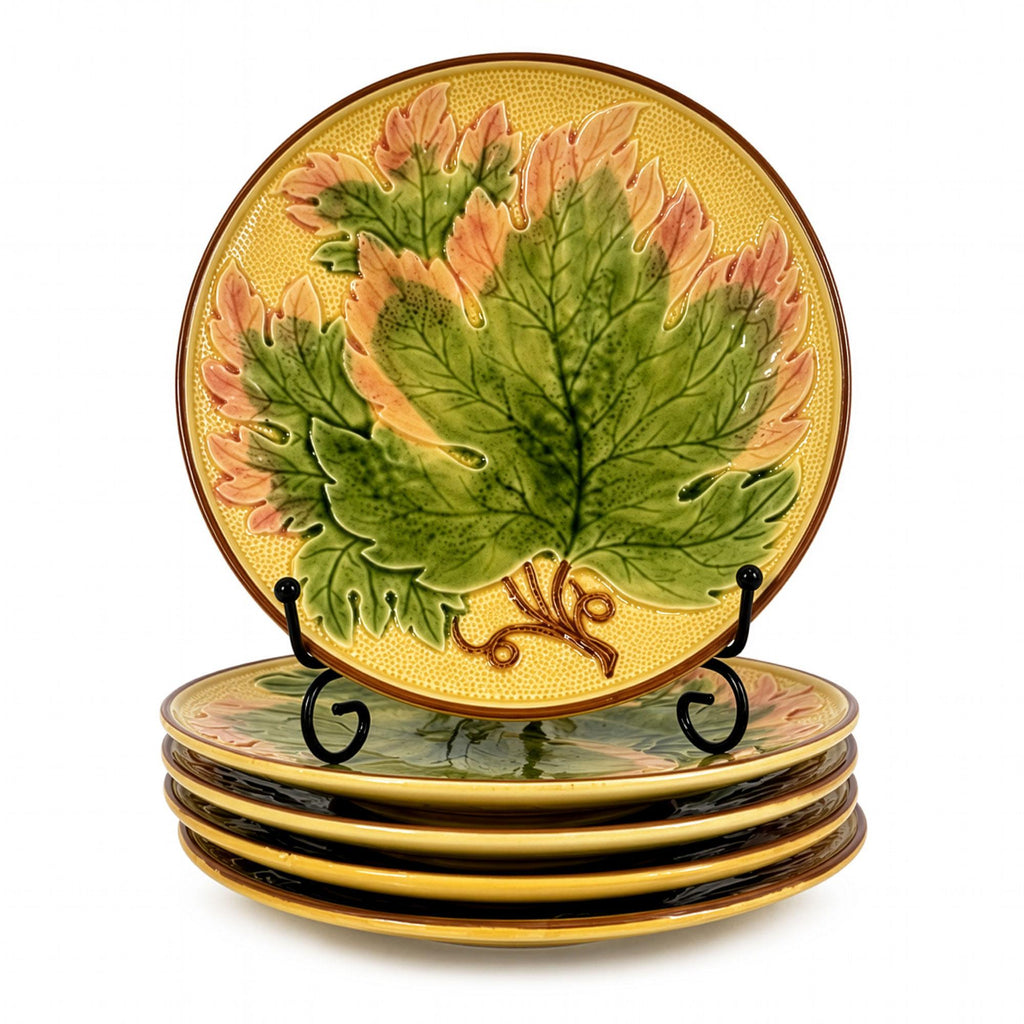 Antique German Majolica Grape Leaf Dessert Service, Six Pieces, Circa 1900 — image 9